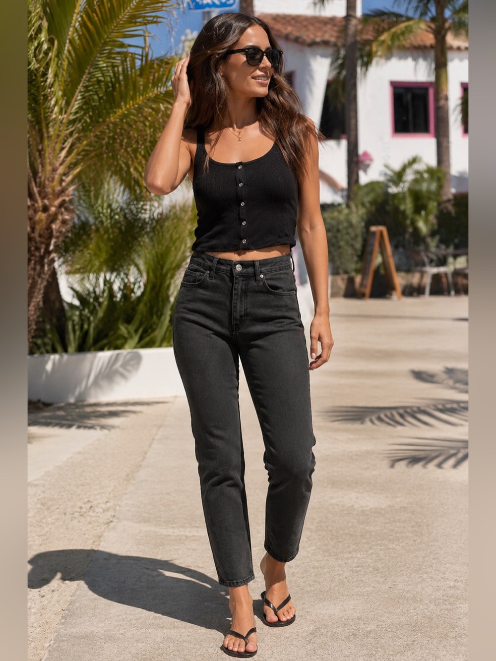 Seven7 High Rise Skinny Jeans Black Size 10 - 10.5” Rise